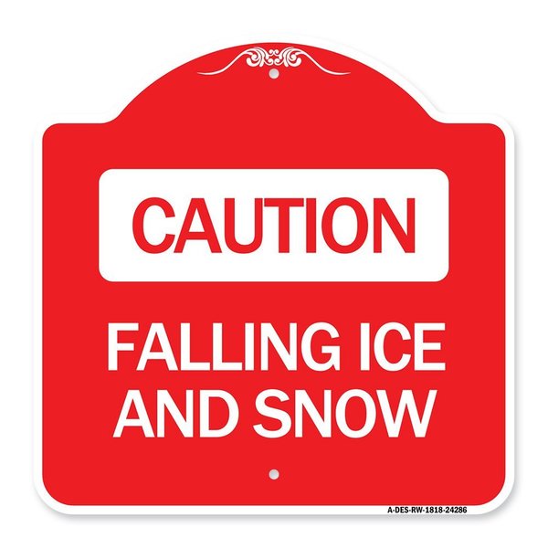 Signmission Designer Series Falling Ice and Snow, Red & White Aluminum Architectural Sign, 18" H, RW-1818-24286 A-DES-RW-1818-24286